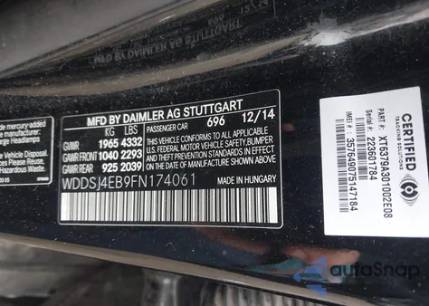 2015 Mercedes-Benz Cla 250 z USA, uszkodzony, nr VIN WDDSJ4EB9FN174061